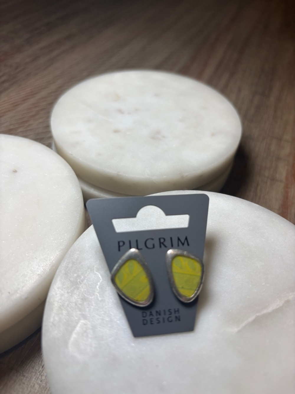 (#132) Pilgrim Lime Yellow Teardrop Stud Earrings